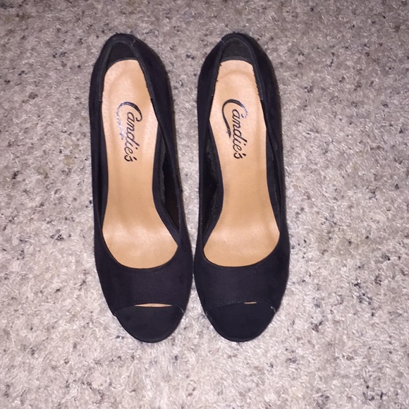 Candie's Shoes - Candies black suede open toe heels